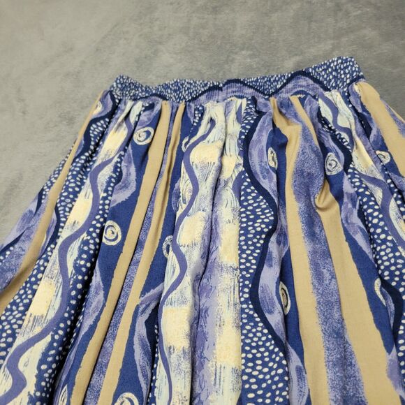 Connection Related Skirt Women Small Midi Blue White Boho Rayon USA Made Pull On - Picture 8 of 12